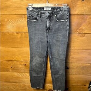 We The Free‎ Free People Women Denim Crvy Jeans 30 Frayed Hem Charcoal Black Y2K